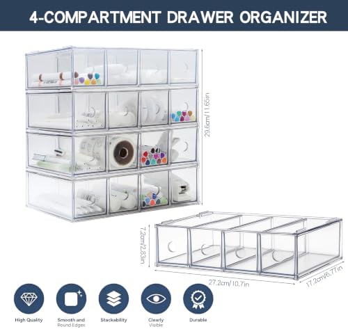 2-Piece Acrylic 8-Drawer Desktop Stacking Organizer - Image 2
