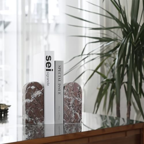 Koville Turkish Natural Marble Bookends for Shelves, Decorative Book Ends, 7lbs Heavy-Duty Marble Book Holders, Bookshelf Apartment Decor for Normal Books/CD/Video Games(Leopard) - Image 5