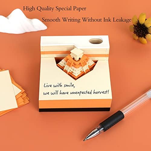 3D Memo Pad,Pyramids 3D Art Notepad DIY Non-Stick Sticky Note Pad, Torn Paper Display Castle 3D Paper Carving Notepad - Image 4