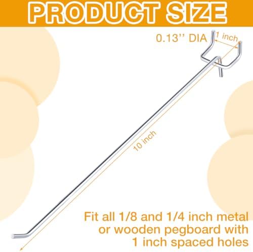 Funrous 100 Pack Hooks for Pegboard Stainless Steel Garage, 10 Inch - Image 2