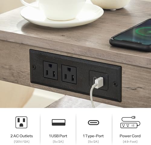 HOOBRO Side Tables with Charging Station, Small End Tables for Small Space - Image 4