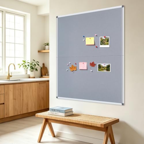 DEVELOP 60x48 Inch Large Gray Felt Bulletin Board, Wall Mounting Pin Memo Notice Cork Board with Silver Aluminium Frame for Office, Home, and Classroom, Includes 10 Push Pins - Image 7
