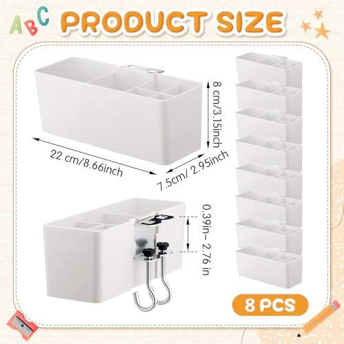 Reallnaive 8 Pcs Desk Side Storage for Classroom Back to School Desk Side Organizer Gift No Drill Holder Clamp Plastic Desks Organizer for Table Chair to Hold Pen Phone Notebook for Office Classroom - Image 5