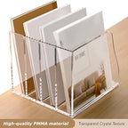 SANRUI Acrylic Desk Magazine Holder File Organizer Sorter,4 Slot Clear - Image 5