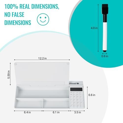 Desktop Glass Whiteboard with Calculator, Dry Erase White Board, Computer Pad Keyboard Stand with to-do List Memo, Desk Organizers with Accessories for Office, Home and School - Image 2