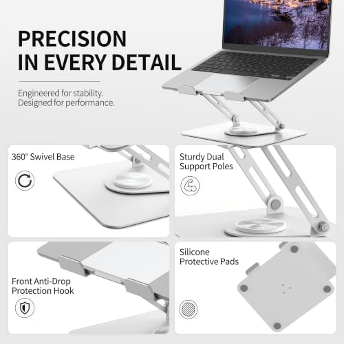 ALASHI 360° Rotating Laptop Stand, Multi-Angle, 10-17", White - Image 4