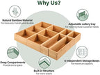 Kootek 6Pcs Bamboo Drawer Organizer 3-Size Kitchen Storage Box for Flatware - Image 4