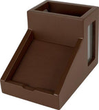 Victor Desk Pencil Cup With Angled Note Holder, Frosted Glass Window Desktop Organizer for Pens, Pencils, and Notes, 4.1 x 6.1 x 4.5-Inches, Mocha Brown - Image 2