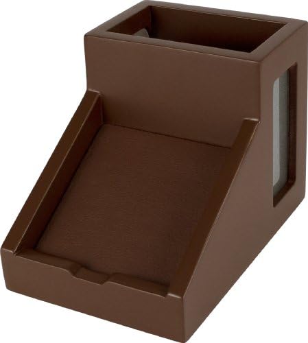 Victor Desk Pencil Cup With Angled Note Holder, Frosted Glass Window Desktop Organizer for Pens, Pencils, and Notes, 4.1 x 6.1 x 4.5-Inches, Mocha Brown - Image 2