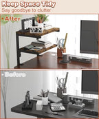 Mondazie 2-Tier Adjustable Desk Shelf Organization, Black - Image 6