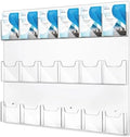 18 Pockets Acrylic Brochure Pamphlet Holder Wall Mount, 4 inches Pocket Brochure Display Stand, Pamphlet Display Stand Wall Mount, Clear Plastic Trifold Flyer Rack Literature Holder by CDOKY
