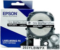 LABELWORKS Epson 203YLBWPX Heat Shrink Tube - Black on White - 3mm by EpsonLABELWORKS