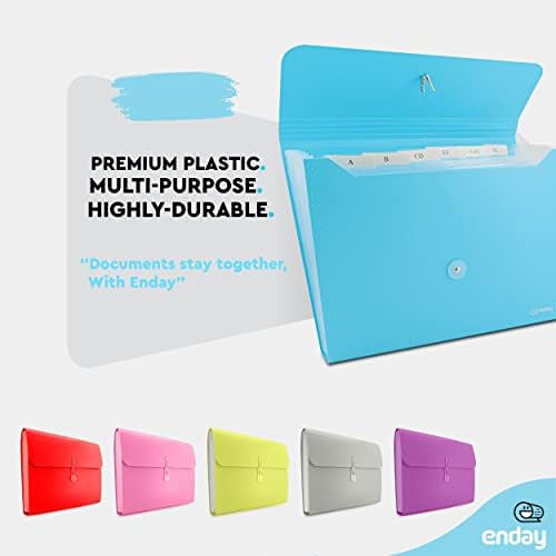Accordion File Organizer, 7 Pocket Expanding File and Cover Folder with Labels, Plastic Portable Desktop Letter A4 Paper, in Red, Green, Pink, Blue, Purple, Multicolor, (6 Pc) – By Enday - Image 3