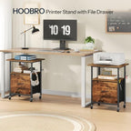 HOOBRO Printer Stand with File Drawer, 2 Tier Under Desk Printer Table - Image 2