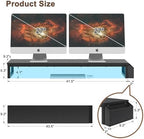 LAND·VOI Dual Monitor Stand Riser,41.5'' Long Monitor Stand for 2 Monitors, Wood and Steel Computer Monitor Stand, Desktop Oraganizer with Pen Holder, Monitor Riser for Desk Computer,Laptop,TV, Black - Image 6