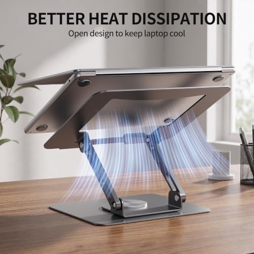 SOUNDANCE 360 Rotating Laptop Stand, Adjustable Riser,10-17", Silver Grey - Image 5
