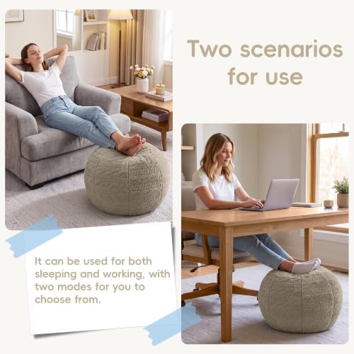 Hobestluk Stuffed Pouf Ottoman Footrest, Round Footstool,Small,Brown - Image 3