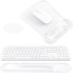 Ospelelf Clear Mouse Pad with Wrist Rest and Ergonomic Gel Keyboard Hand Wrist Set, Support for Typing Gaming, Relieve Wrist Pain, Cool & Easy to Clean, for Office, Programmer, Home Computer Use by OspelelfOfficeSupplies