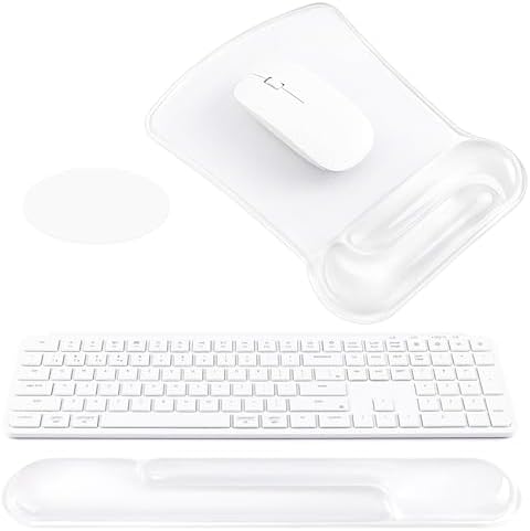 Ospelelf Clear Mouse Pad with Wrist Rest and Ergonomic Gel Keyboard Hand Wrist Set, Support for Typing Gaming, Relieve Wrist Pain, Cool & Easy to Clean, for Office, Programmer, Home Computer Use by OspelelfOfficeSupplies