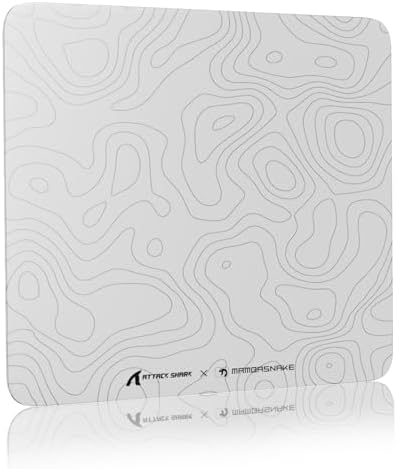 ATTACK SHARK CM05 Glass Gaming Mouse Pad,17.7x15.7 in Large Mouse Mat，Non Slip 9H Hard Mousepads,Nano-Textured Glass Surface with Improved Precision and Speed for FPS Players-White Contour by ATTACKSHARK
