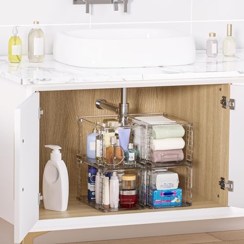 Vtopmart 2 Pack Large Stackable Storage Drawers, Clear - Image 2