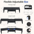 Dual Monitor Stand Riser, Desk Organizers and Accessories with Drawer, Computer Monitor Stands for Desk, Adjustable Desktop Shelf for PC Laptop Printer TV, Black - Image 2