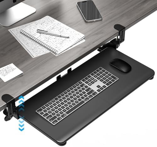 Large Keyboard Tray Under Desk, Pull Out Keyboard & Mouse Tray for Typing by XyndyxErgonomicDesign