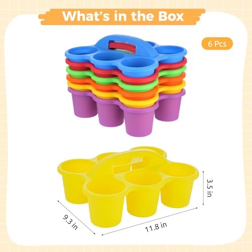 Joyibay 6 Pcs Desktop Caddy Organizer, 6-Compartment w/Handle, Multicolor - Image 4