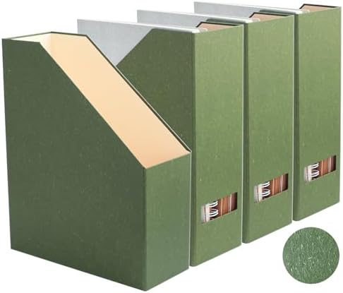 Magazine Holder - File Holder and Desk Organizer, Paperboard Book Organizer and Storage Box for Documents, Magazine Holder Rack for Classroom, Home, and Office (Leaf Green, 4-Pack) by LifeSto