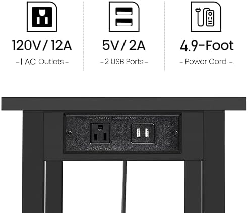 TUTOTAK Printer Stand, 2 Tier Rolling Printer Cart with Charging Station - Image 4