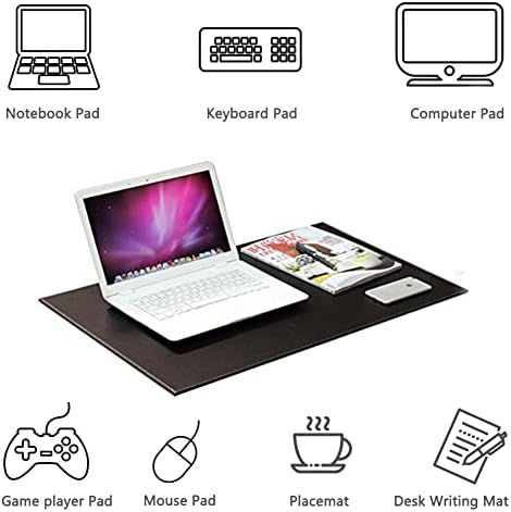 KINGFOM Desk Pad & Mat 24" x 18" Protector Large Mouse Pad PU Leather for Desktops and Laptops (Black) - Image 7