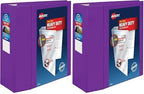 Avery Heavy-Duty View 3 Ring Binder, 5 Inch One Touch EZD Rings, 2.3/4.8 Inch Spine, 1 Purple Binder (79816) (Pack of 2) by Avery