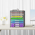 Cawukege 9 Tier Paper Organizer with Handle, 2 Pack Large Capacity Desk Organizer Mesh Paper Letter Tray File Folder Document Sorter for Classroom and Office Accessories Organization- Grey (2 Pack) - Image 6