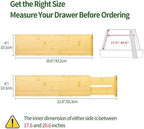 VaeFae 6 Pack Bamboo Drawer Dividers, 4" High Adjustable 16.6" - 21.8" Clothes Drawer Organizers, Expandable Separators for Bedroom/Bathroom/Kitchen/Office Storage - Image 2