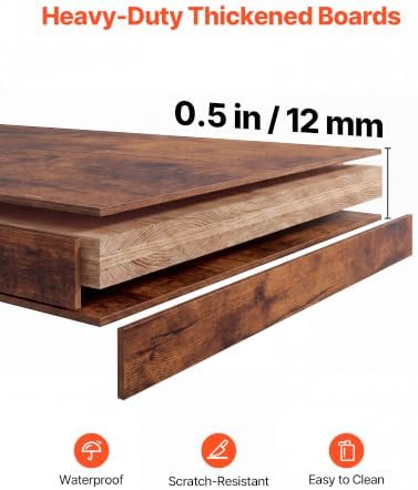 VEVOR Desk Shelf 38.6" W, Desktop Bookshelf Storage Hutch for Computer Monitor, Metal Frame and Wooden Shelf, 4-Tier Desk Display Rack, Multipurpose Desk Organizer Hutch for Dorm, Home, Office - Image 7