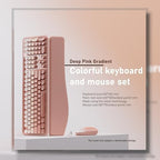 UBOTIE Wireless Keyboard and Mouse Combo, Phone Holder (Peach) - Image 3