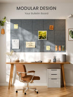 Bumusty 48"x 36" Large Felt Bulletin Board Tiles, Slate Gray - Image 7