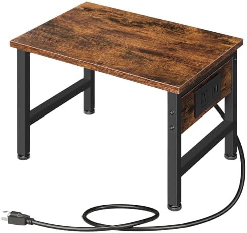 HOOBRO Printer Stand for Desk, Desktop Printer Stand with Charging Station, Small Printer Table with Storage Hook, Under Desk Printer Cart, File Rack for Home Office BF01UPS01 by HOOBRO