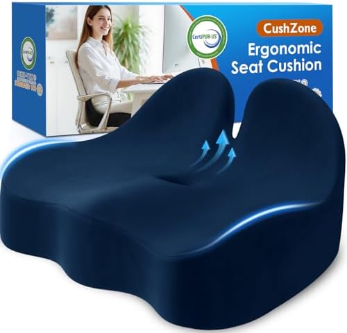 CushZone Ergonomic Seat Cushion, Sciatica Support for Office Chair, Blue by CushZone