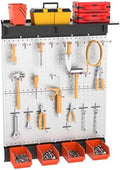 TORACK Metal Pegboard with Accessoreis for Garage Wall, Tool Organizer Pegboard with Hooks, Wall Mounted Bins/Shelf, Tool Storage Peg Board for Wall(Grey) by TORACK