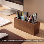 Walnut Wood Pen Holder for Desk with 3 Slots (Walnut Wood) - Image 2