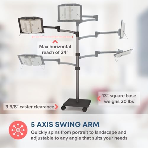 LEVO G2 Adjustable Book Floor Stand, Hands-Free Reading Holder with Wheels - Image 4