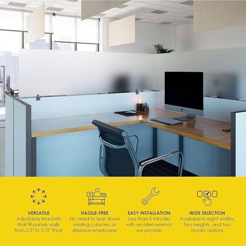 OBEX Acrylic Mounted Large Brackets Quality Desk Privacy Panel & Divider for Your Office Cubicle-Increase Separation & Improve Productivity (Clear, 12"W X 72"H) - Image 3