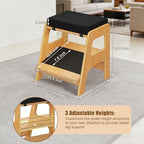 Upgraded Adjustable Wooden Double Step Desk Foot Rest with 3 Height Levels - Image 4