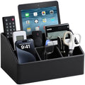 PU Leather Desk Organizer, Remote Control Holder, Black by MEIBOOCH