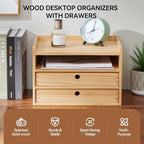KIRIGEN Wooden Desk Organizer with 2 Drawers and Top Tray, Natural 3D2C-NA - Image 6