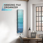 21-Tier Wall File Organizer and Mail Organizer with 5 Hooks, Black - Image 5