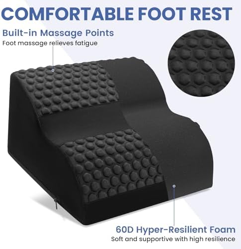 Foot Rest for Under Desk with Massage Dots, 3-Tier Foot Stool, Black - Image 2