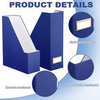 Feifeiya Magazine Holder Set of 6 Cardboard File Holder Desk, Navy Blue - Image 3