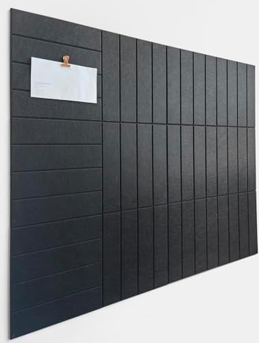 Felt Bulletin Board Tiles | Modern Cork Board Alternative | Large Cork Boards for Walls | Aesthetic Felt Wall Panels for Office & Home Decor | Pinboard & Photo Board (12-Pack) | Black by DesignerManufacturerofInnovativeBulletinBoardSolutionsforHomeOffice